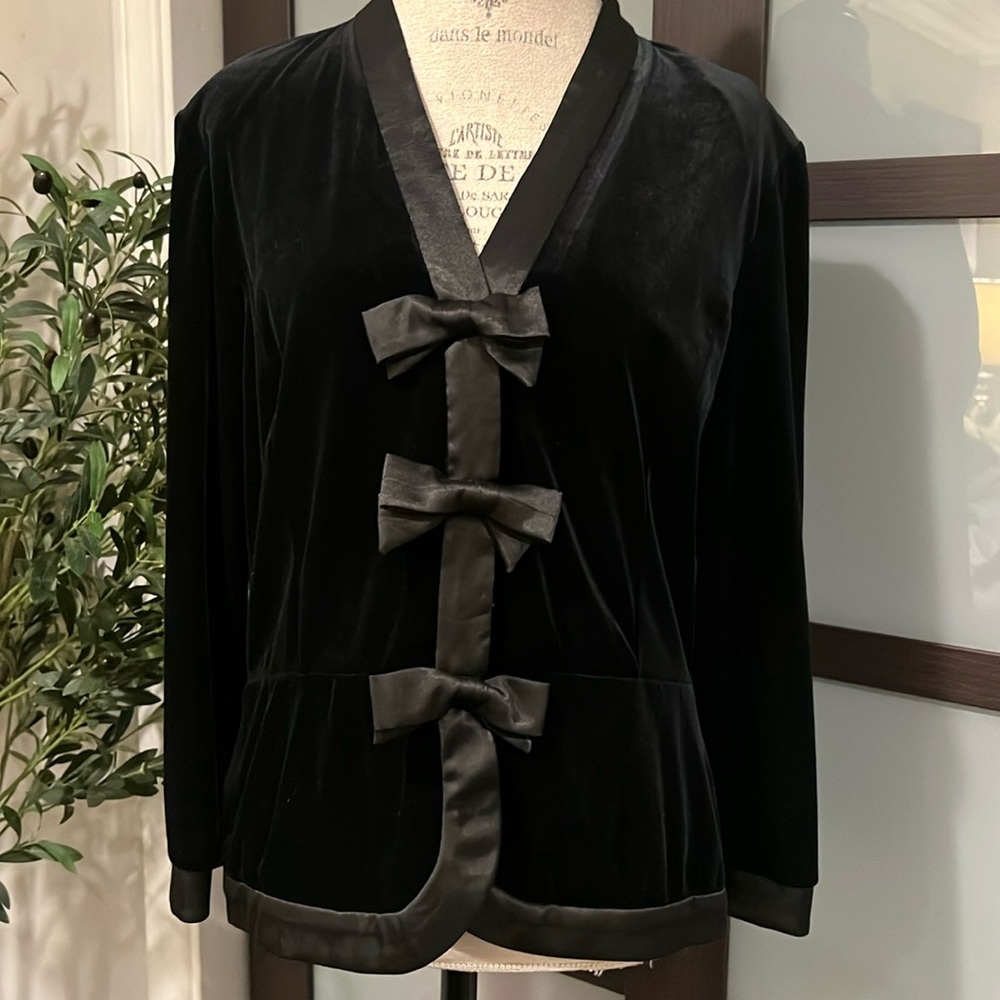 NWOT Vintage 90's Ronni Nicole by Ouida Velvet Bow Jacket